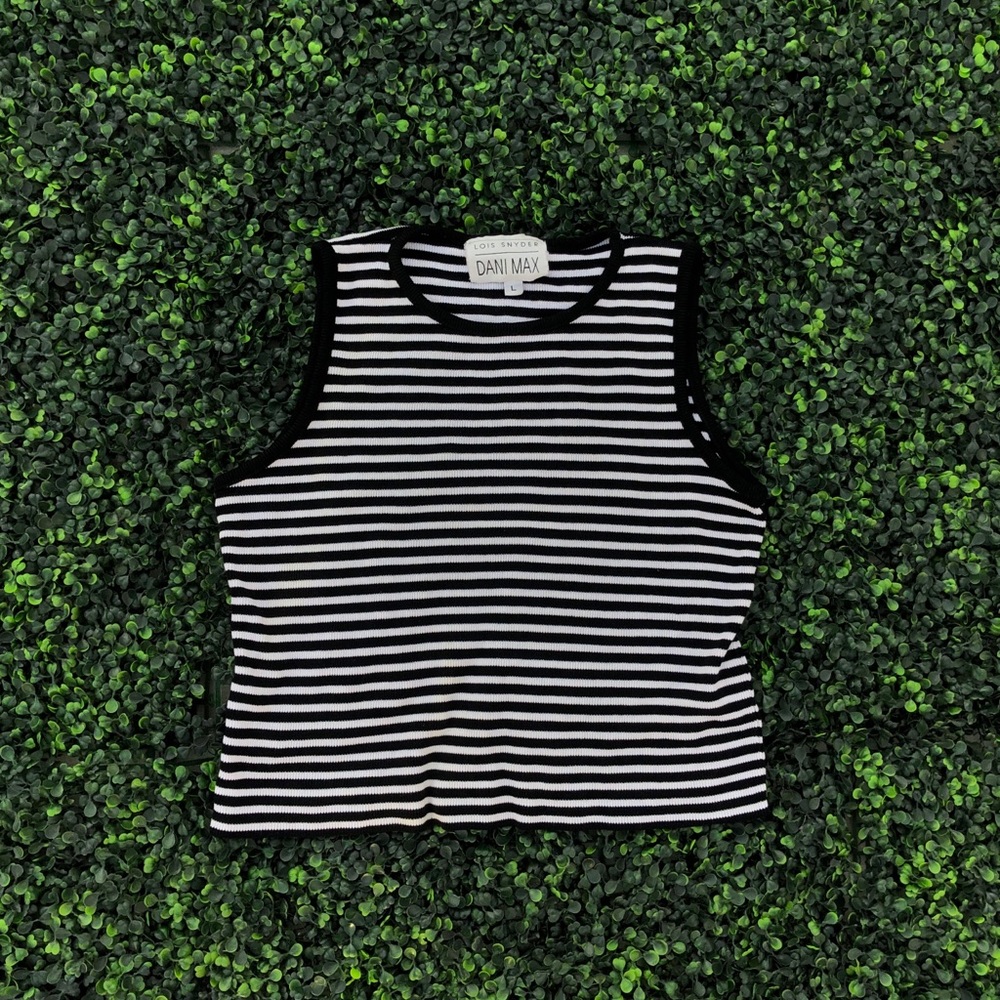 Striped muscle cut crop top